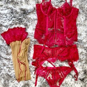 Honey Birdette Red Lace Set